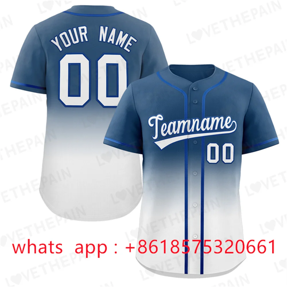 thumbnail image 1 of Camiseta de béisbol con degradado, camiseta personalizada del equipo, impresión de nombre personal, número, rayas, ropa deportiva de hip hop, camiseta de béisbol para hombres, mujeres y niños, 1 of 5