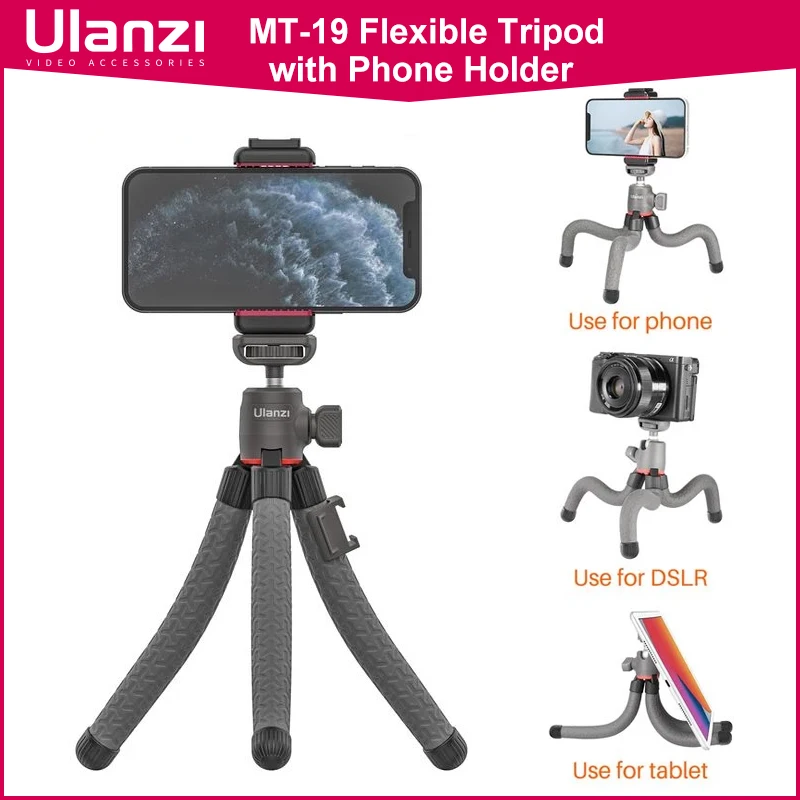 Ulanzi MT 19 Mini Flexible Octopus Tripod with Phone Mount Holder SLR Camera Smartphone Vlog