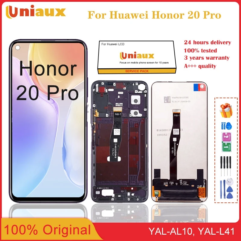 

Оригинальный сенсорный ЖК-дисплей 6,26 дюйма для Huawei Honor 20 Pro, L41, замена дигитайзера для Huawei Honor 20 Pro Lcd