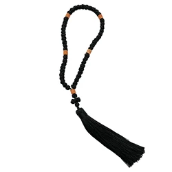 Christian Prayer Rope with Blessing Cross Charm and Tassel - Handmade Polyester Accessory (Christian 50 - knot)