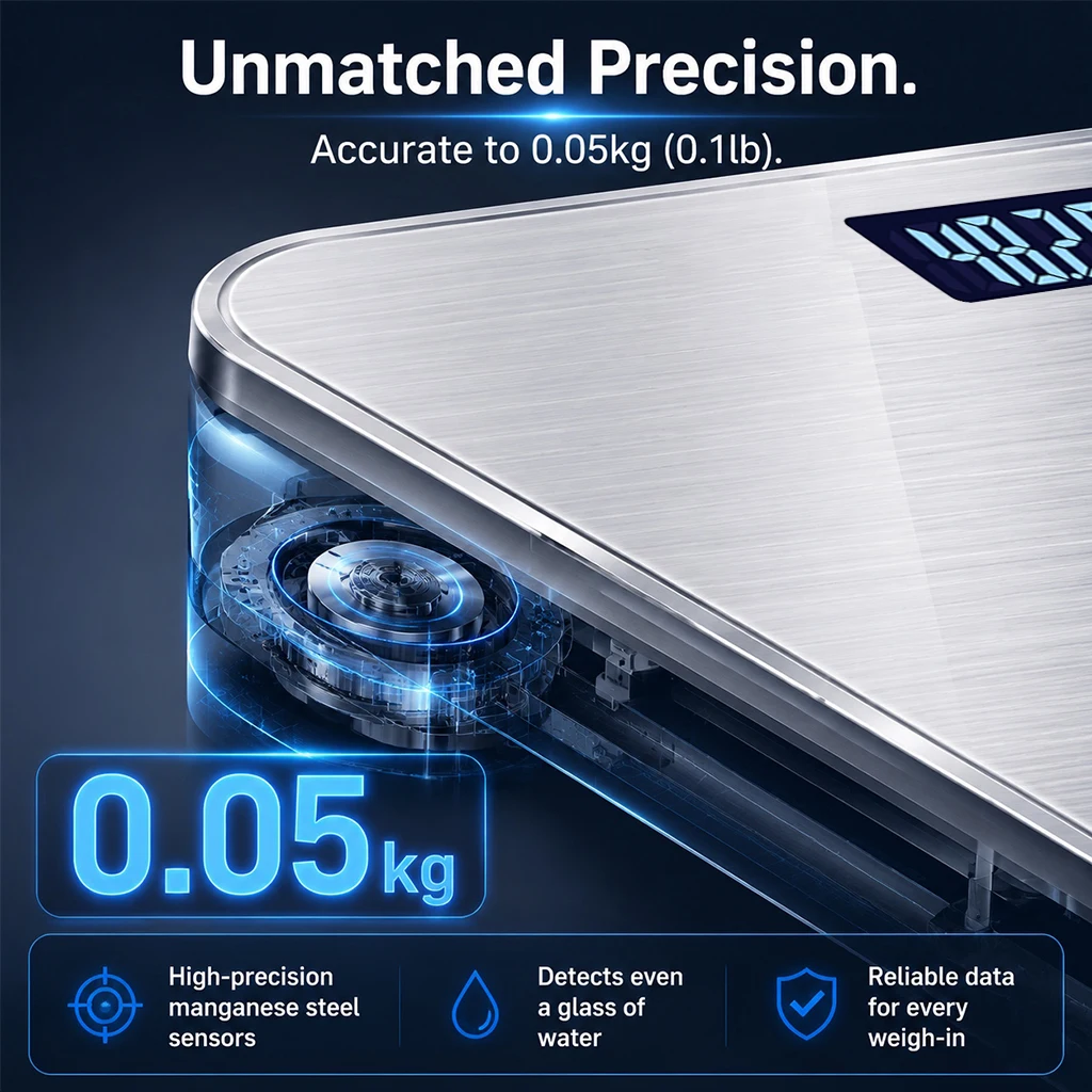 High Precision, Digital Household Body Thick Tempered Glass LCD Bathroom Scale, Weight Loss Scale_voghion.com