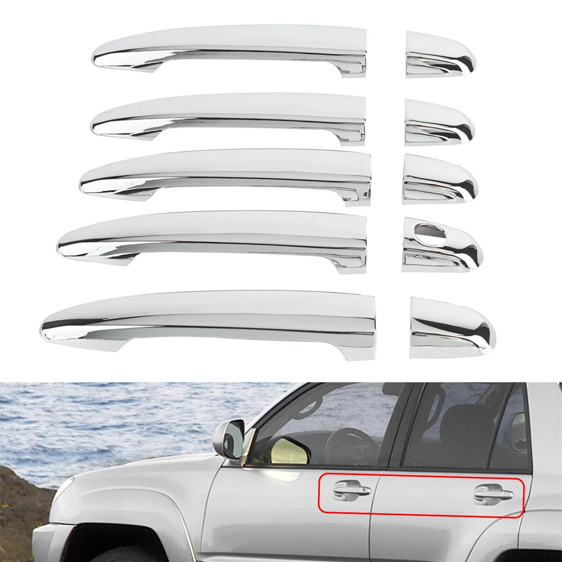 

1 комплект, серебристая накладка на дверную ручку для Lexus GX470, Toyota Land Cruiser Prado Fj120 2003-2006 2007 2008 2009 ABS