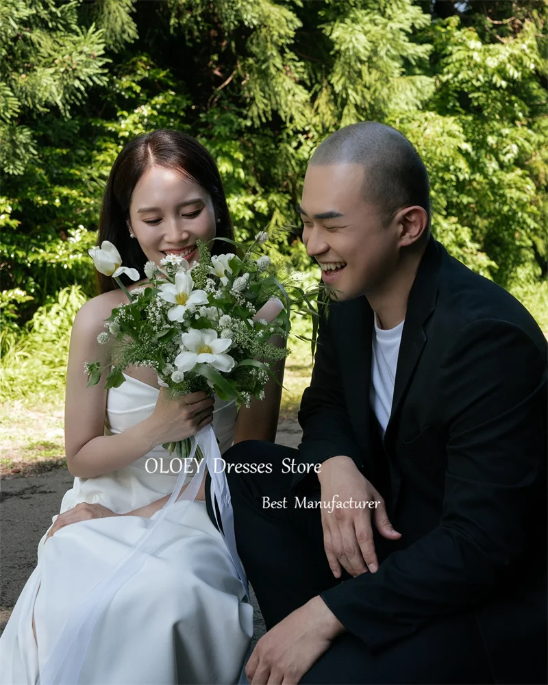 OLOEY 2025 Sexy Strapless Mermaid Wedding Dresses Korea Photo shoot Pleats Split Floor Length Bridal Gowns Vestidos de noiva 3
