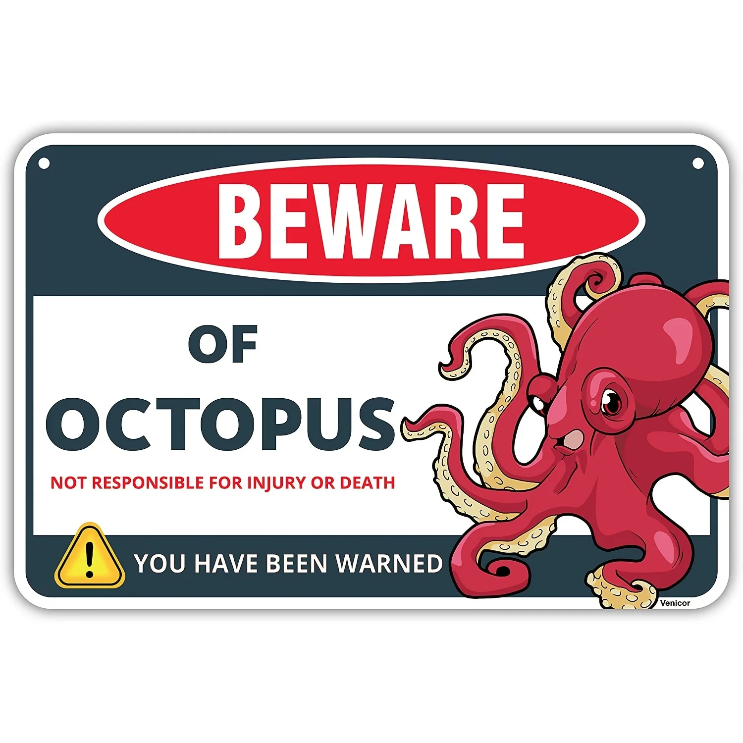 

Metal Sign Board, Beware Of Octopus Wall Art Decor, Retro Vintage Kitchen Bedroom Cafe Living Room Wall Decor Sign, 8*12in
