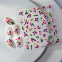 Magpie Bird 5D Nail Stickers Semi-cure Gel Nail Sticker Gel Nail Wraps 1
