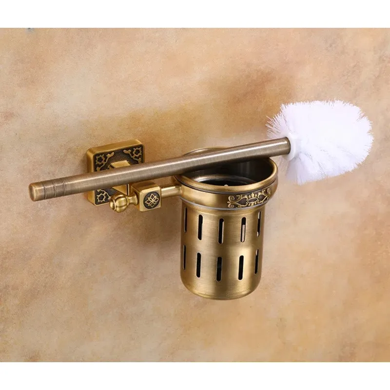 Tuqiu แปรงขัดห้องน้ำชุดจับแปรงขัดทำความสะอาดที่ใส่แปรงในห้องน้ำโบราณทำจากอะลูมิเนียมมีพื้นที่แกะสลัก 1