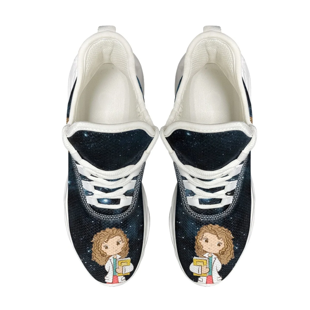 Women Nursing Shoes Summer Fashion Lace-Up Sneakers Cartoon Nurse Print Casual Platform Mesh Jogging Shoes Gift Chaussure Femme