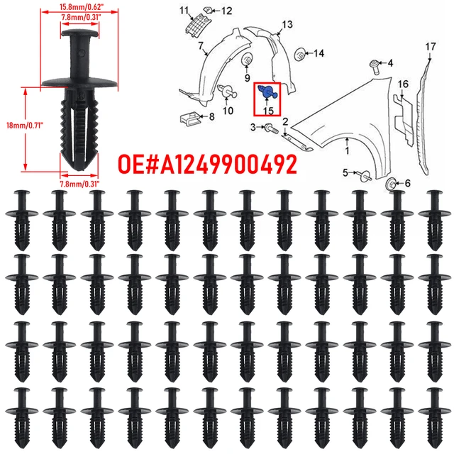 Panneau de garniture en plastique automatique pour Mercedes Benz,  revêtement d'aile, clips de fixation à pression de type poussoir,  accessoires de voiture, RiSALE, 10 pièces, 20 pièces, 30 pièces - AliExpress