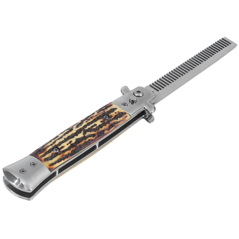 

1Pcs Automatic Stainless Steel Combs Foldable Knife Brushes Hair Trimmer Comb Brush Accessories Butterfly Mens Pocket Knife Comb