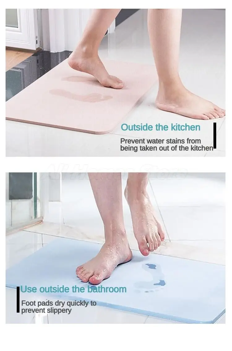 Description Picture 6 of itemStone Bath Mat for Bathroom Stone Shower Mat Diatomaceous Earth Mat Non-Slip Super Absorbent Quick Drying Mats Diatomaceous Mats