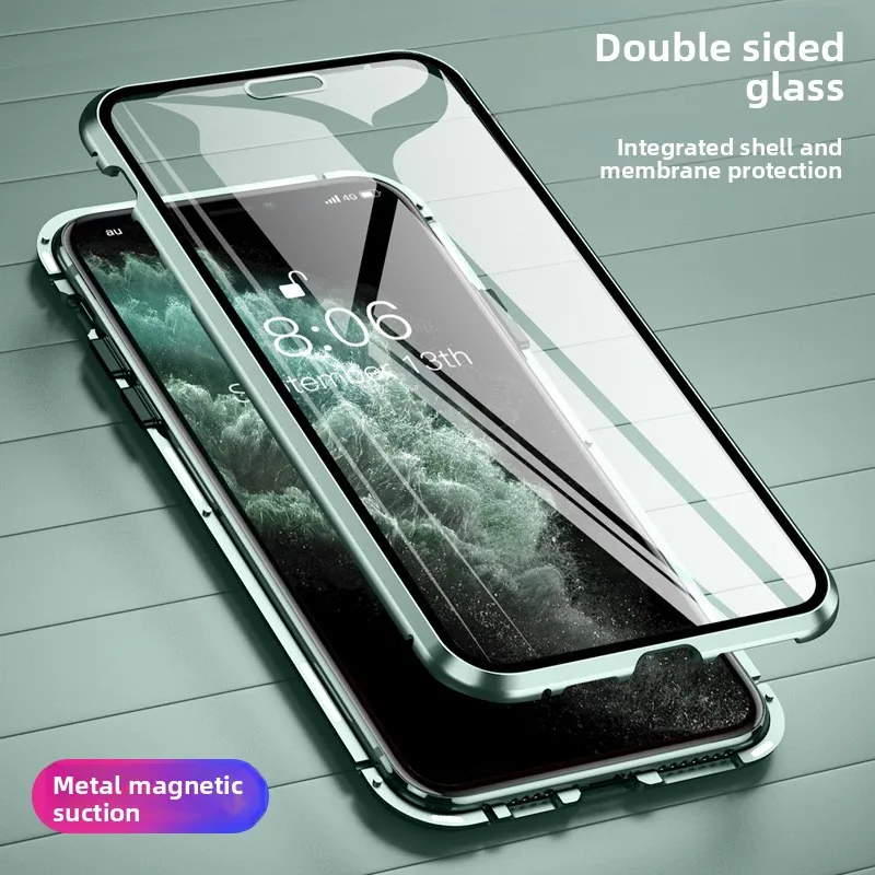360° Full Protection Magnetic Phone Case with Double-Sided HD Clear Glass Cover