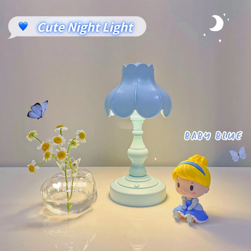

Retro Rose Multicolor Nightlight Student Dormitory Desktop Table Lamp USB Charging Bedroom Bedside Decoration with Sleeping Lamp