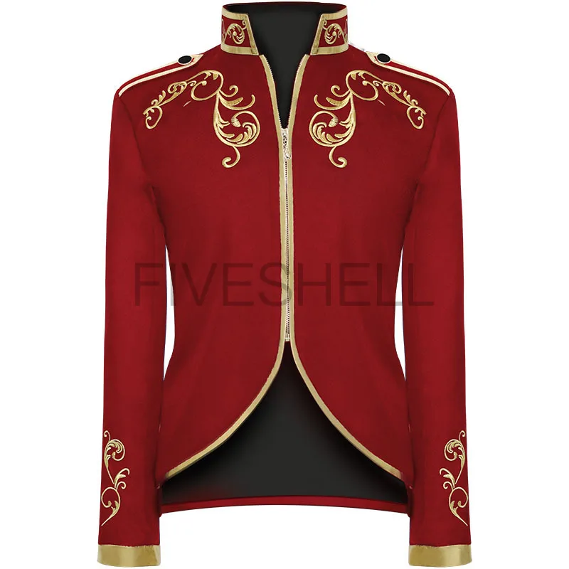 

2024 Medieval Cosplay Golden Embroidery King Prince Renaissance Halloween Costumes Jacket Outwear Suit Red Black Blue White
