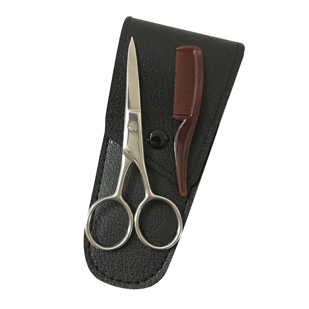 

Beard Mustache Hair Shears Trimming Set Mustache Grooming Beard Comb Trim Scissor Barber Salon Tool for Bangs Haircuts