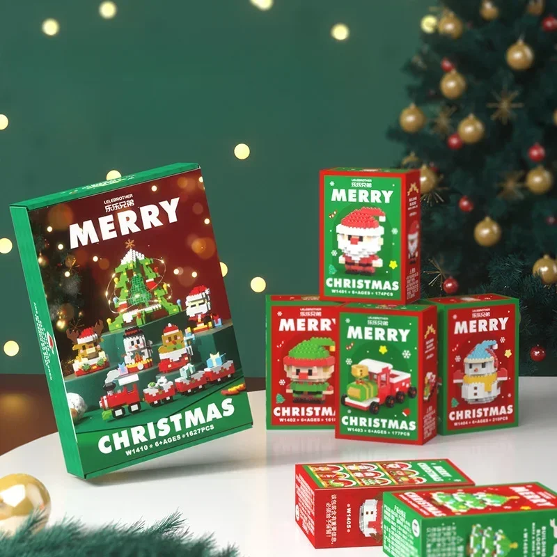 Christmas holiday series snowman building blocks set educational toy model decorative gift for children 2