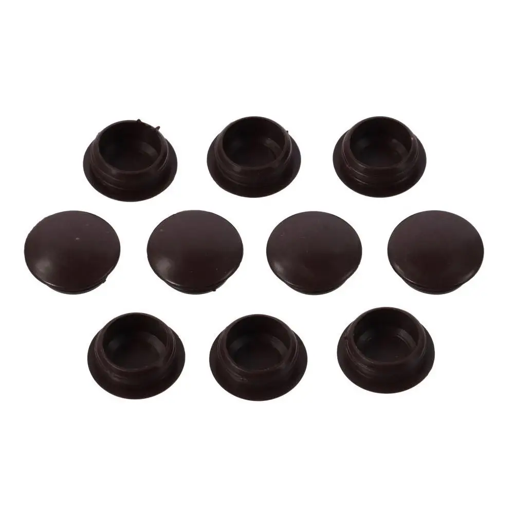 10PCS Durable Plastic Screw Hole Plugs Brown 16mm/0.63" Press on Cap Screw Cover 20mm for Furniture Cabinet Cupboard