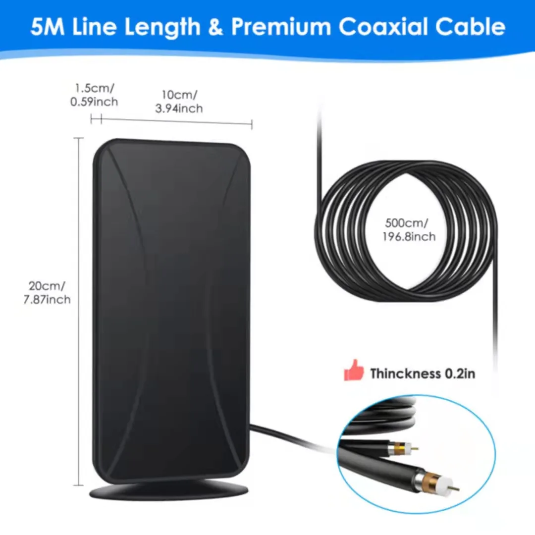 MAYTO High-definition Indoor Amplified Digital TV Antenna 50-80 Miles With VHF/UHF Amplifier Fast Response