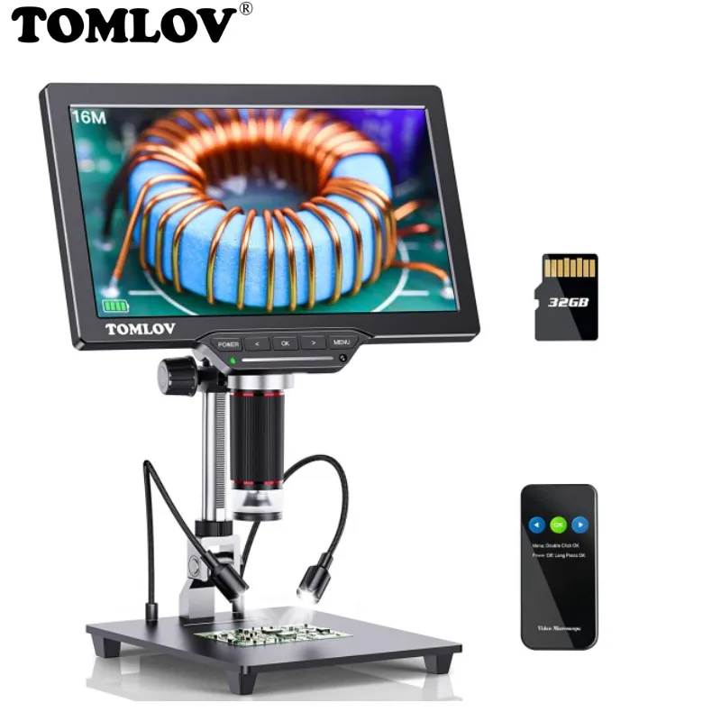 Tomov Dm202 Microscopio Digitale Hdmi Schermo Da 10.1 Pollici Per Saldatura Video Elettronico Microscopio 16Mp Strumento Di Riparazione Lente D'Ingran