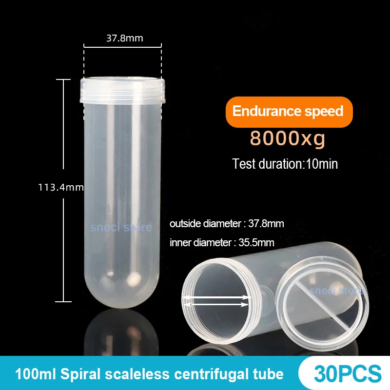 15 ml, 20 ml, 50 ml, 100 ml – Kunststoff-Zentrifugenröhrchen, Laborbehälter mit Skala und ohne Skala, Reagenzglas, Hochgeschwindigkeits-Zentrifugenröhrchen. – Detail 9
