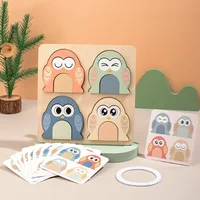 3D Wooden Cartoon Animals Cognitive Puzzles For Kids Children's Wooden Puzzles Toys Colors Shapes Baby Educational Toys Game 2