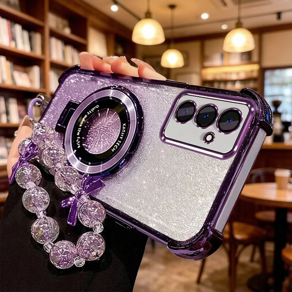 Luxurious Glitter Shockproof Phone Case with Bracelet Ring Holder Stand