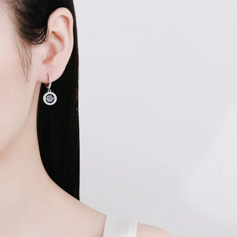 Real Moissanite Jewelry Set 925 Sterling Silver Sparking Beating Heart Diamond Pendants Necklace Hoop Earrings For Women Gift