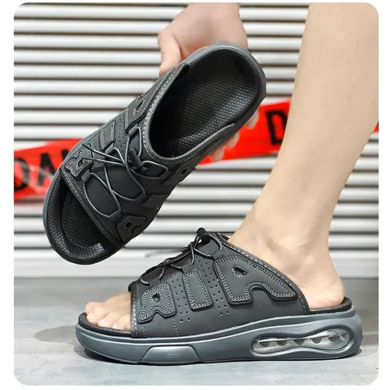 Men Air Cushion Design Beach Sandals Summer Casual Men Slippers Men Fashionable Trendy Garden Men Shoes Outdoor Open Toe Sandals