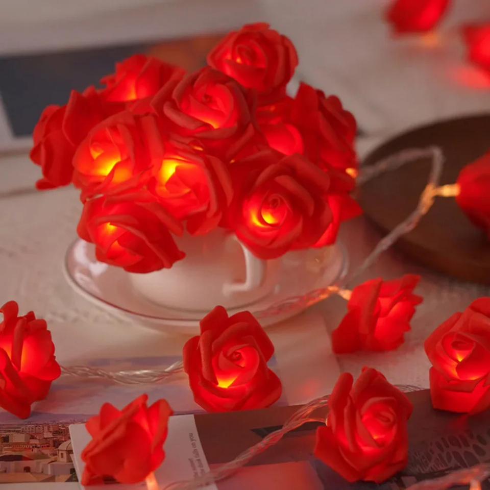  Red Pink Warm Blue RGB Rose Flower LED String Fairy Light Wedding Christmas Party Decoration 5V USB/Battery Power 1.5m 3m 6m 10m 