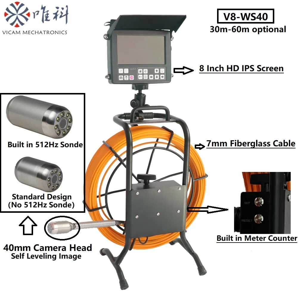 Vicam40mmSelfLevelingCameraDrainInspection30m60mPlumbing