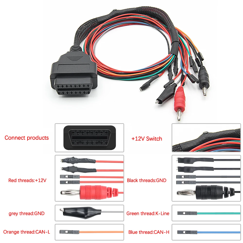 OBD2-Diagnoseadapter MPPS V21 OBD Breakout Tricore-Kabel ECU Pinout-Kabel 12V Schalter – Detail 1