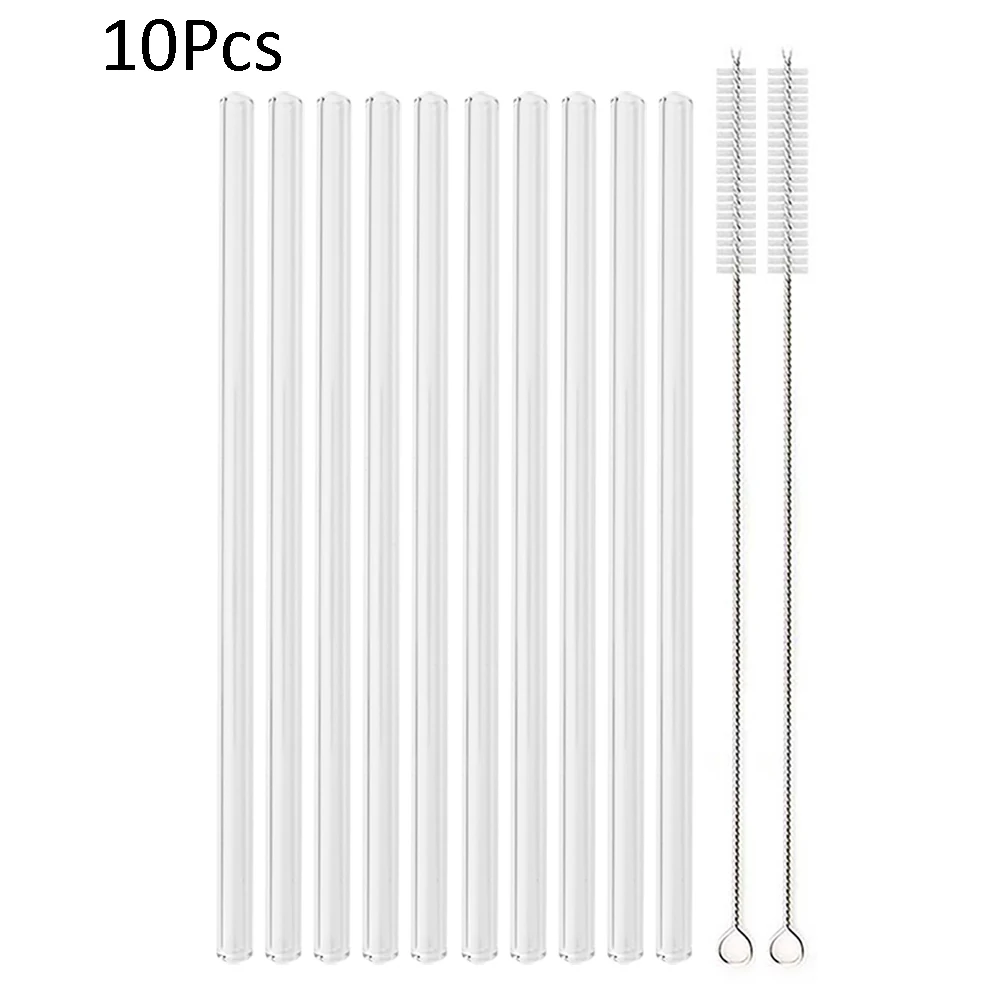 High Borosilicate Glass Reusable Drinking Straws Set - Eco-Friendly Bar Accessories for Bubble Tea and Smoothies