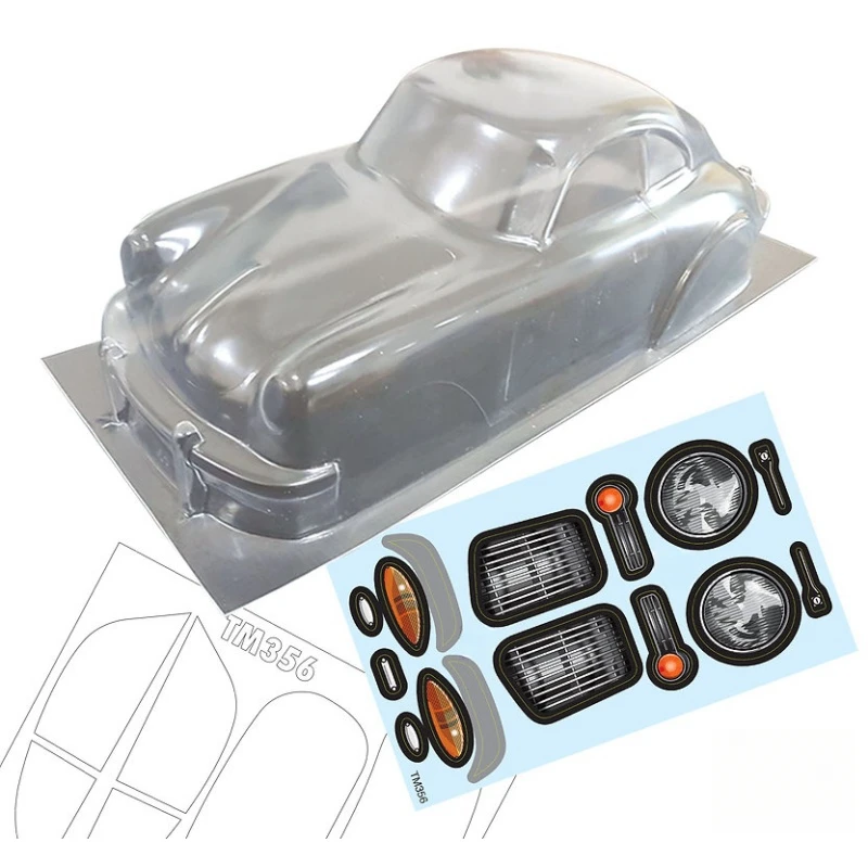 On Road Car 1/10 Mini Porschee 356 Clear Lexan Body Shell E Light Decal Sheet Per Rc Drift Car 210Mm Tamiya M-Chassis