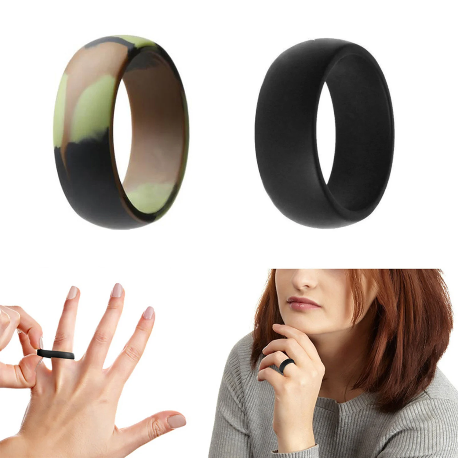 Силиконовое кольцо для мужчин и женщин, гипоаллергенные гибкие резинки, кольцо на палец 8 мм, антибактериальные спортивные кольца, 7-11 размеров