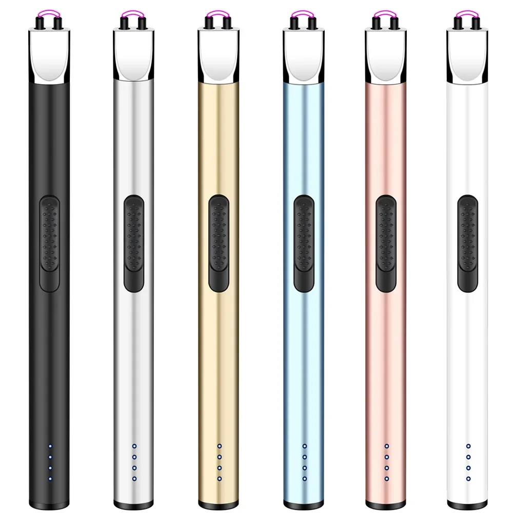 

Europe Rechargeable Stainless Steel Led Battery Display Safety Switch Usb Plasma Candle Bbq Long Electric Lighter