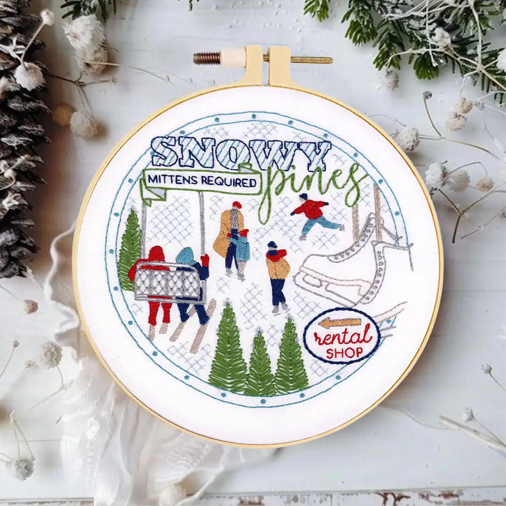 Animal Embroidery Kit With Circular Bird Including Needles Pattern Cloth Mixed Colors Suitable For Beginners