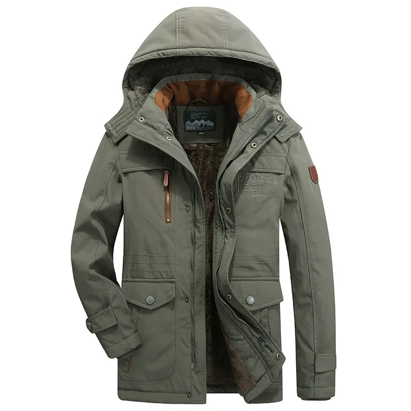 

Mid-length winter clothes plus fleece thickened cotton suit winter men's coat