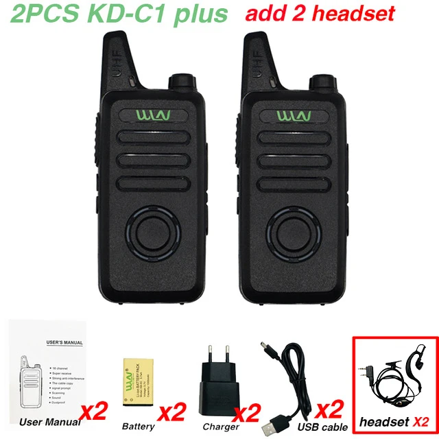 wifi walkie talkie 2pcs WLN KD-C1 Plus Mini Handheld Transceiver KD C1 Two Way Radio Ham Communicator Radio Station 16 Channel Mini Walkie Talkie baofeng walkie talkie Walkie Talkie