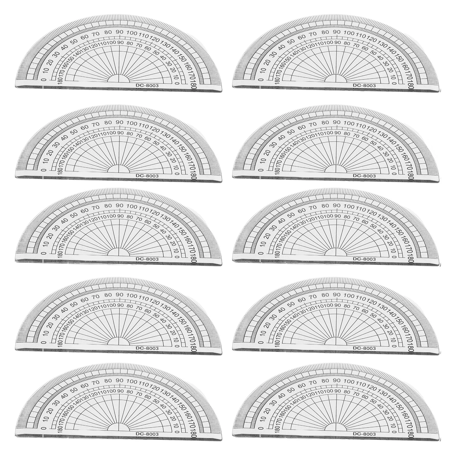 20개 4인치(10cm) 플라스틱 180도 각도기, 각도 측정용, 학교, 사무실, 학생 수학용 투명 자 도구