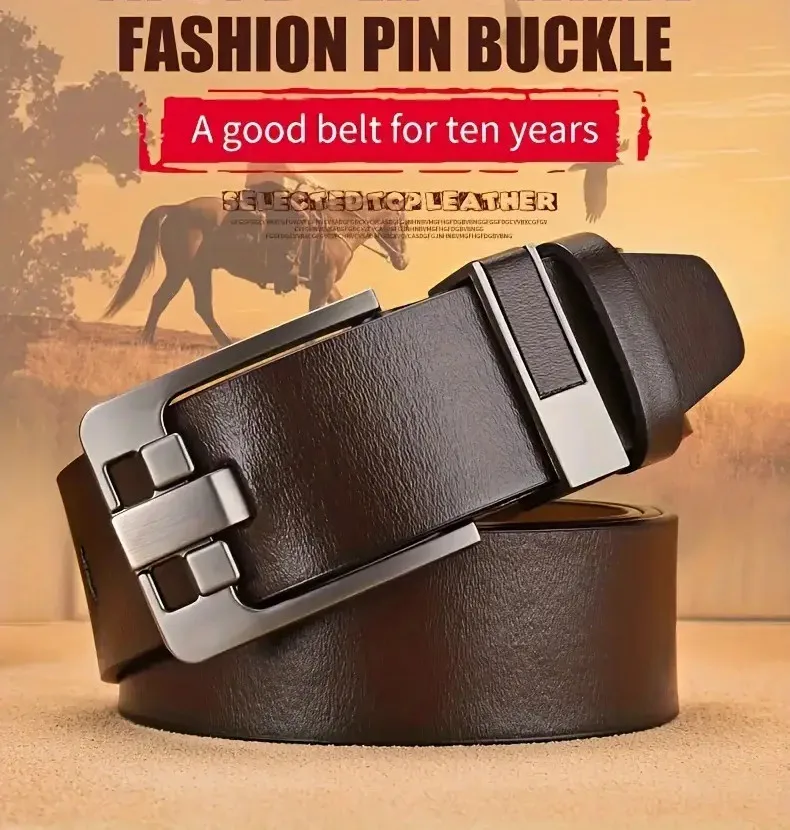 Leder herren Gürtel Mode Metall Legierung Pin Schnalle Erwachsene Luxus Marke Jeans Business Casual Taille Männlich Strap Marke – Detail 1