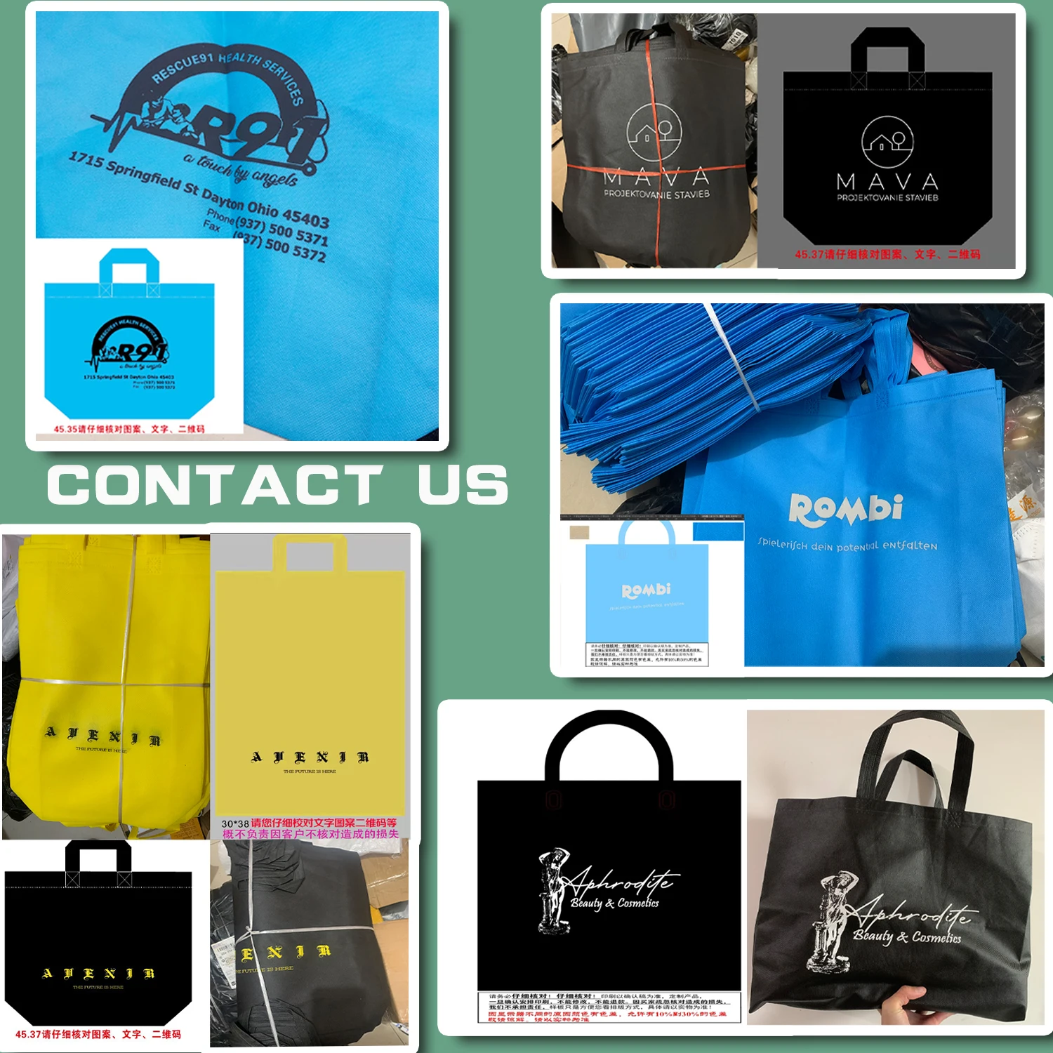 100pcs Print Logo On double sided Non-woven Bag With Handle