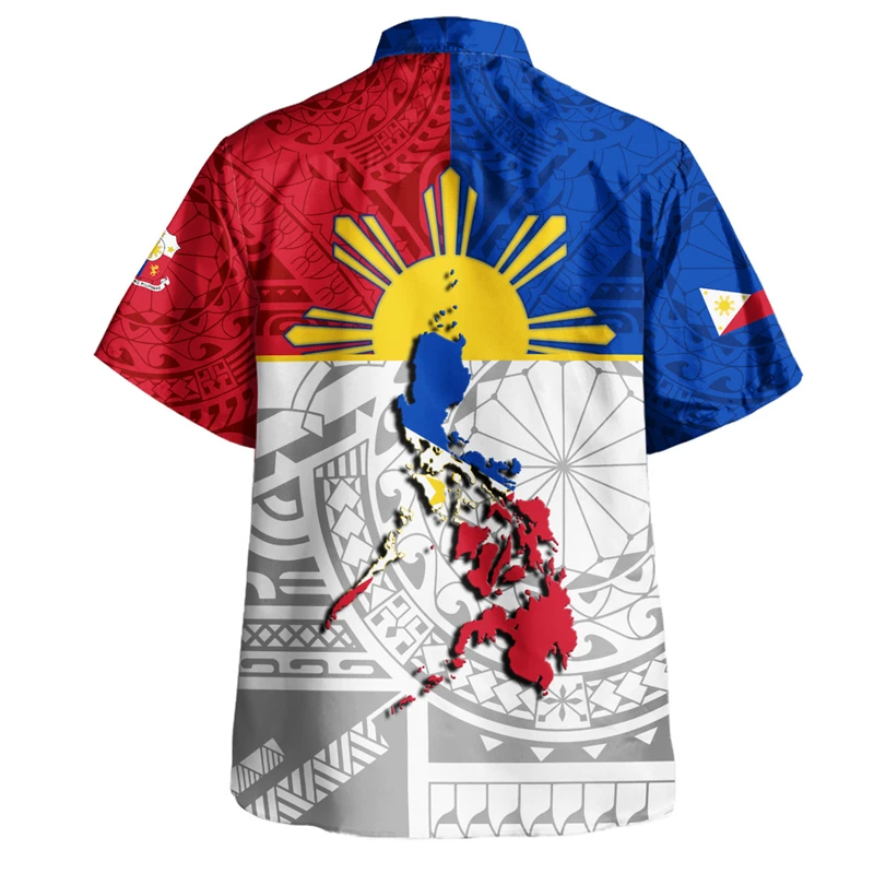 thumbnail image 1 of Camisa de playa de manga corta con estampado 3D para hombres, ropa tribal isleña polinesia, camisas casuales con botones para hombres, ropa, 1 of 5