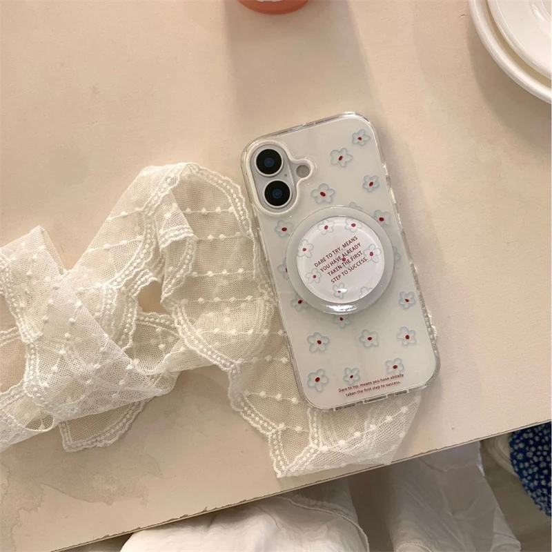 Magnetic Floral Blue Line Phone Case with Bracket