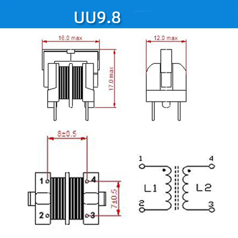 5 Stuks Uu9.8 Uf9.8 Koperdraad Gemeenschappelijke Modus Choke Inductor 470uh 1mh 5mh 10mh 20mh 30mh 40mh 50mh Voor Filter Inductiespoed 7*8Mm