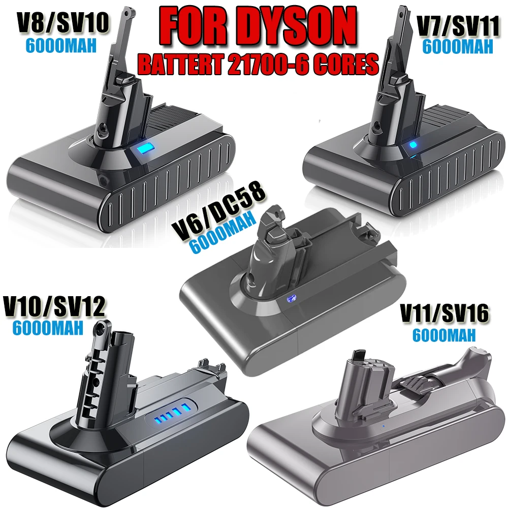 POWTREE 6.0Ah V8 SV10 バッテリー 215681 交換用 Dyson V8 Animal