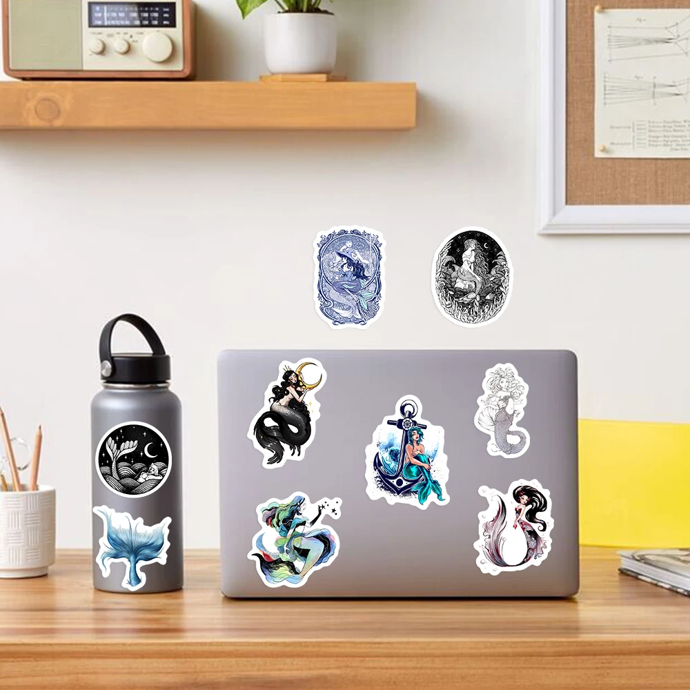 Cartoon Stickers Decorative Stickers Animal Stickers Cartoon Sticker Kawaii Cute Mermaid Stickers Cartoon Cool Girl Decals Childs Toys for Laptop Phone Suitcase Notebook Skateboard Waterproof PVC