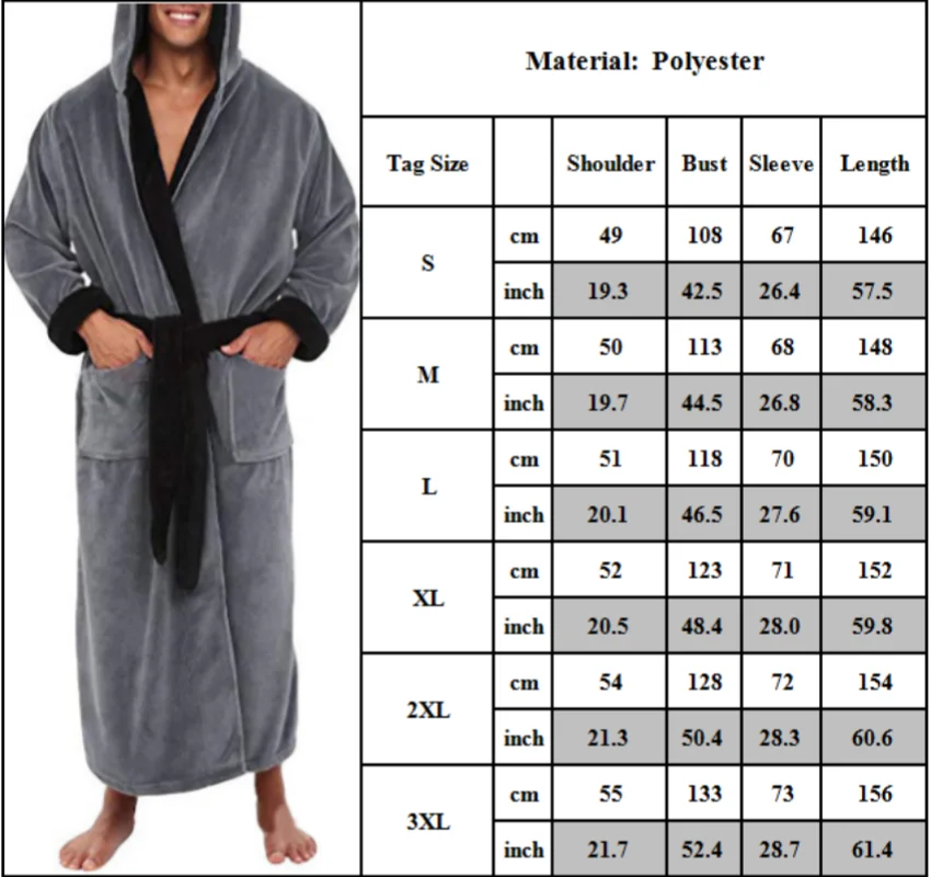 Mens Bathrobe Man Winter Warm Casual Flannel Robe Sleepwear Long Sleeve Plush Shawl Male Bath Robe Lounge Nightgown Home Clothes