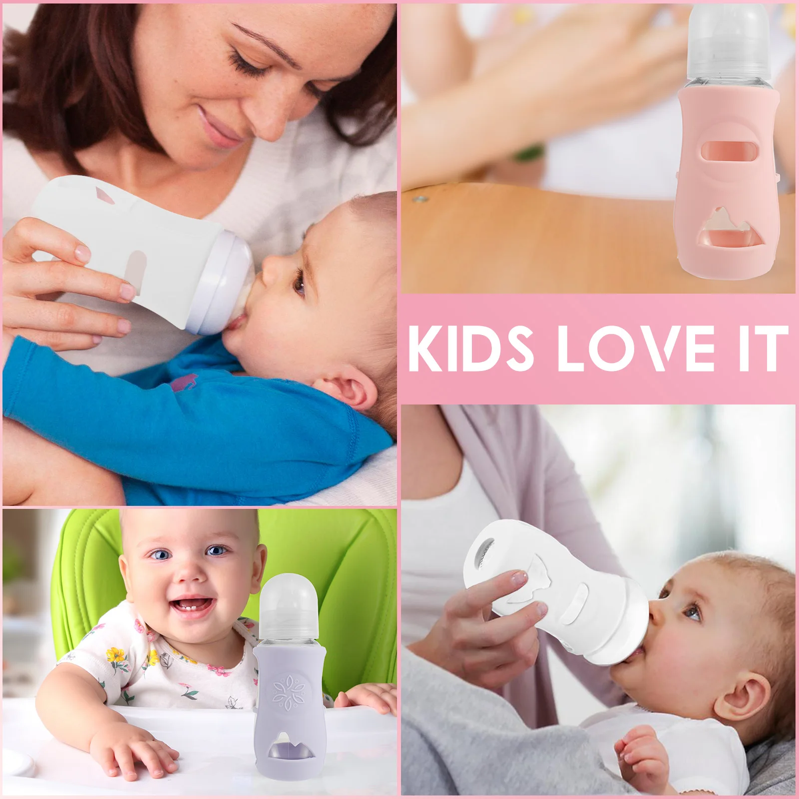 Silicone Sleeves Silicone Baby Bottle Cover Insulated Glass Bottle Compatible  AVENT Glass Natural Baby Bottle 4/8Oz 6