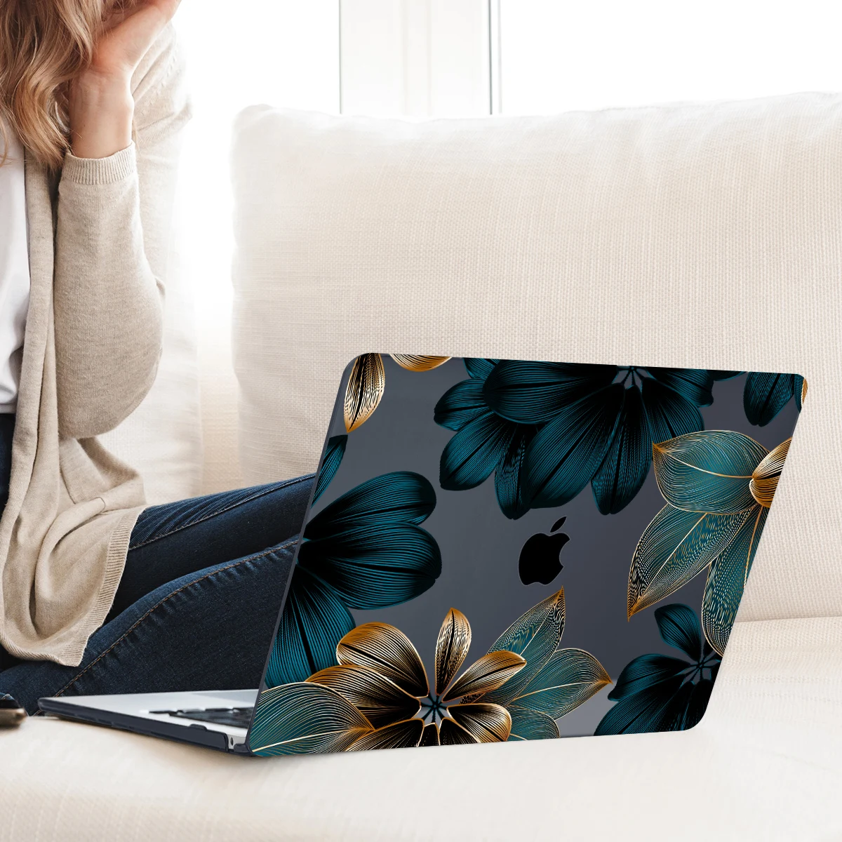 Estojo Rígido com Flores de Lírios Dourados Estojo Rígido para Macbook Pro Air 15 m2 m3 2023 Pro 14 16 A2992 A2991 A2779 A2780 Air 13.6 A2681 A2337 m1 - Imagem 5