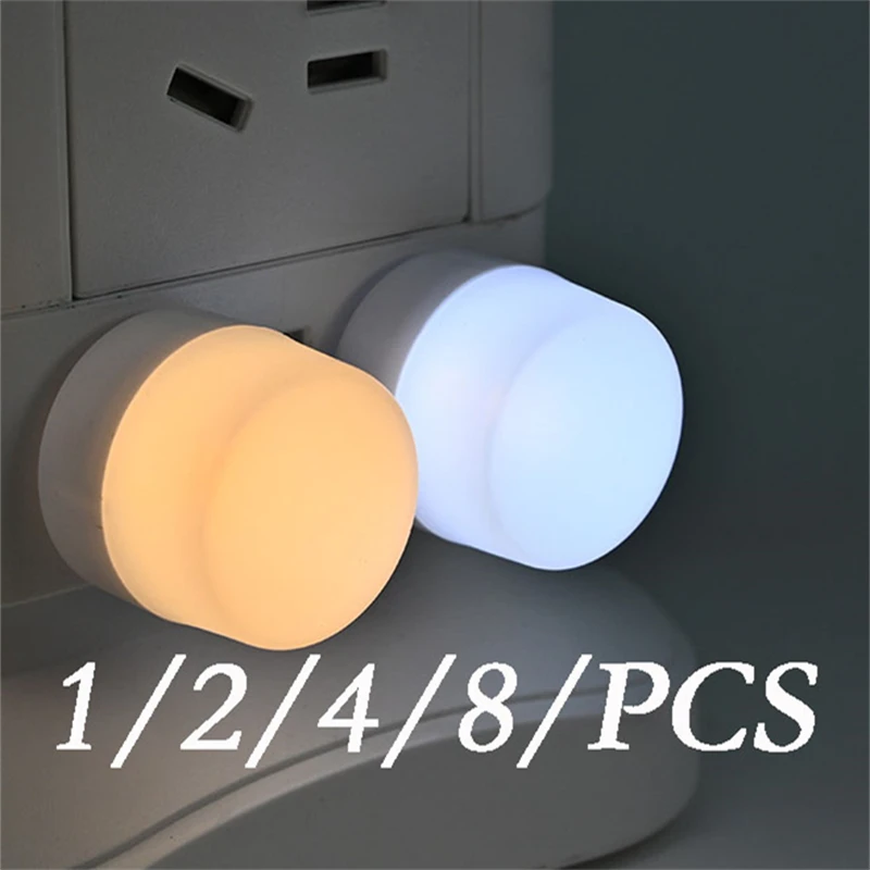 

1-8Pcs Mini USB Night Light Warm White Eye Protection Book Reading Light USB Plug Computer Mobile Power Charging LED Night Lamp