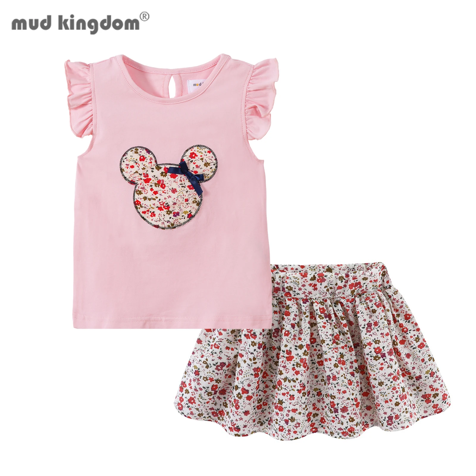 Cute Girls Clothes Sets Floral 2Pcs Cartoon Kids Ruffle Sleeve Tank Top and Skirt Outfits for Girl Clothing Adorable kids clothing set,girls clothing set